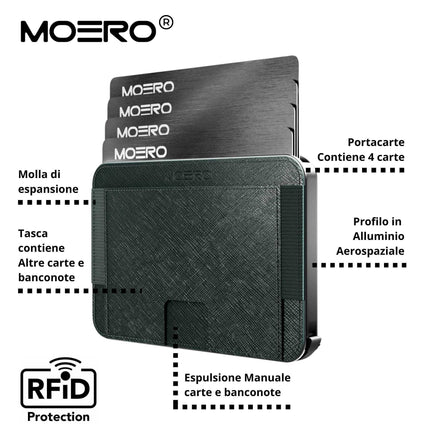 Moero M2 Pro Saffiano Green Portafoglio Slim M2 PRO SAFFIANO GREEN CARD BLACK Moero 