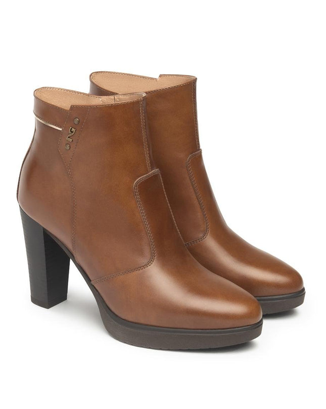 Nero Giardini Stivaletti Tronchetti Donna in Pelle Cuoio - MARIO SPATARELLA