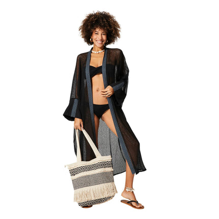 Kimono Estivo Lungo Nero KIMONO ESTIVO MBK5007A La Mano Boho 