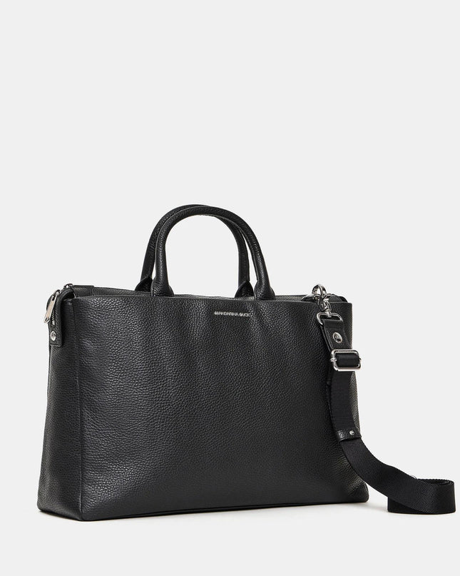 Mandarina Duck Borsa Lavoro Cartella Porta PC 15 Pollici con Tracolla in Pelle Nera - MARIO SPATARELLA