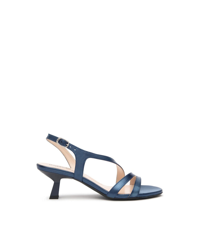 Nero Giardini Sandali Donna Tacco Svasato in Pelle Blu Oceano - MARIO SPATARELLA