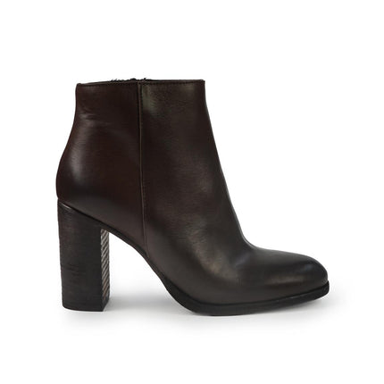 Gianni Crasto Stivaletti Donna alla Caviglia in Pelle Marrone con Tacco Alto 8563 PAGLIETTE Gianni Crasto 