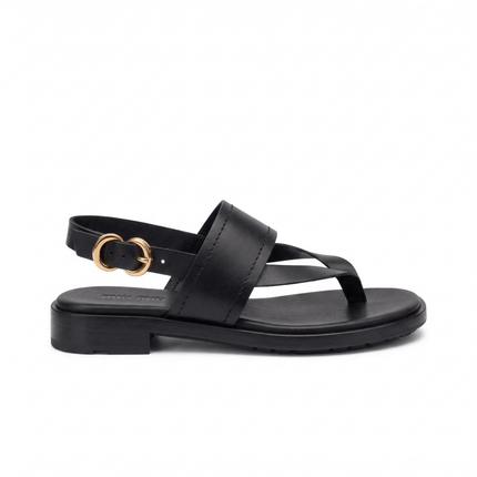 Frau Sandali Infradito Basso Donna in Pelle Nero - MARIO SPATARELLA