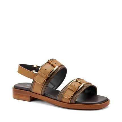 Frau Sandali Donna Bassi in Pelle Marrone 87H5 MORO Frau 