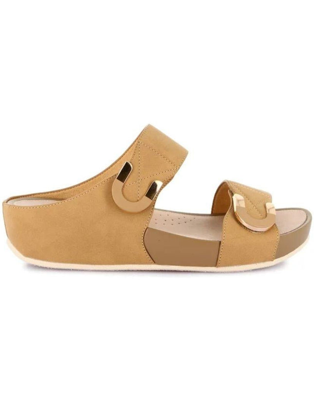 Grunland Sandalo Donna Ciabatta Confort con Velcro in Tessuto Cuoio - MARIO SPATARELLA