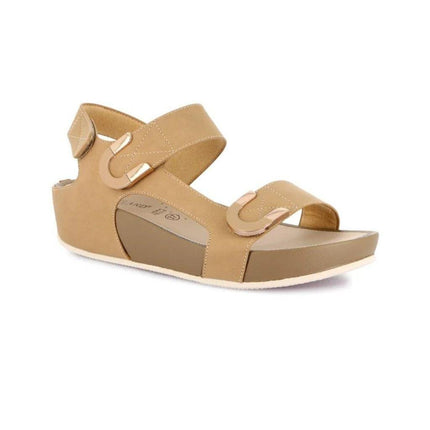 Grunland Sandalo Donna Ciabatta Confort con Velcro in Tessuto Cuoio - MARIO SPATARELLA