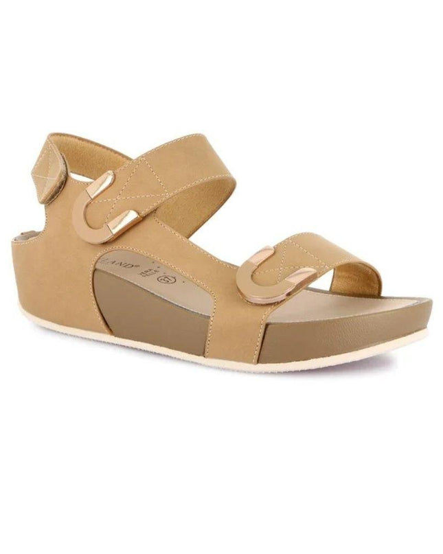 Grunland Sandalo Donna Ciabatta Confort con Velcro in Tessuto Cuoio - MARIO SPATARELLA
