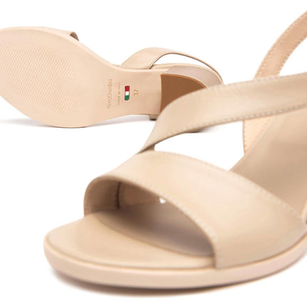 NeroGiardini Sandali con Tacco in Pelle Lino Beige - MARIO SPATARELLA