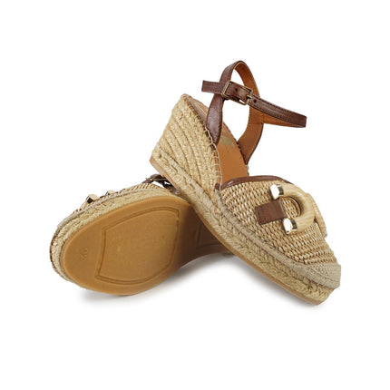 Viguera Espadrillas Alta in Pelle e Raffia 2206 NATURAL Viguera 