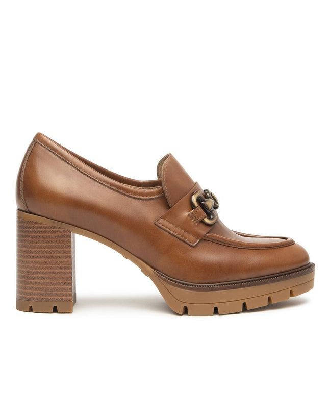 Nero Giardini Mocassini Donna con Tacco e Morsetto in Pelle Cuoio - MARIO SPATARELLA