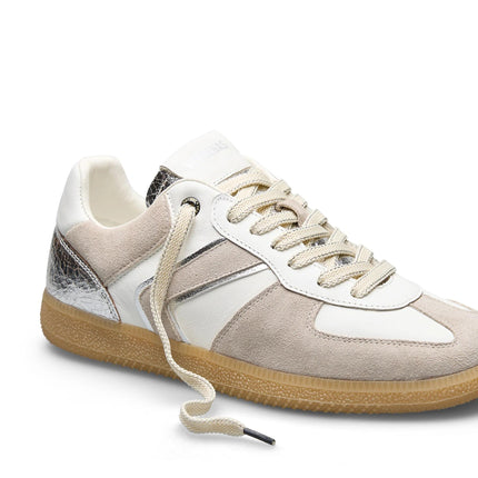 Verbenas Sneakers Bassa Donna in Pelle Bianca Profili Argento SORA SBIELA BLANCO PLATA Verbenas 