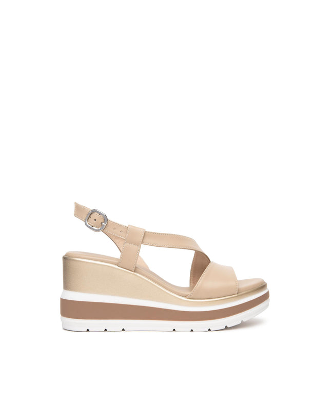 Nero Giardini Sandali Donna con Zeppa in Pelle Lino E513520D LINO 453 Nero Giardini 