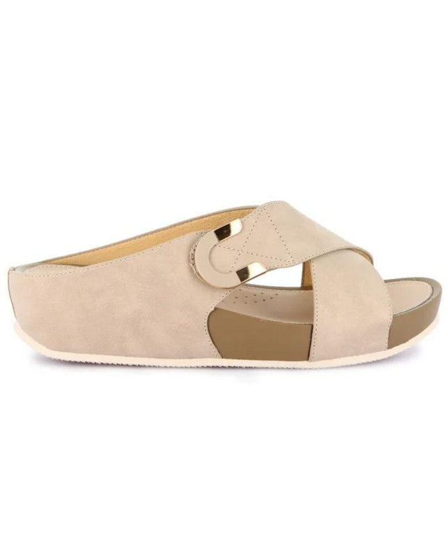 Grunland Sandalo Donna Ciabatta Confort con Velcro in Tessuto Beige CI3116 DIRA BEIGE Grunland 