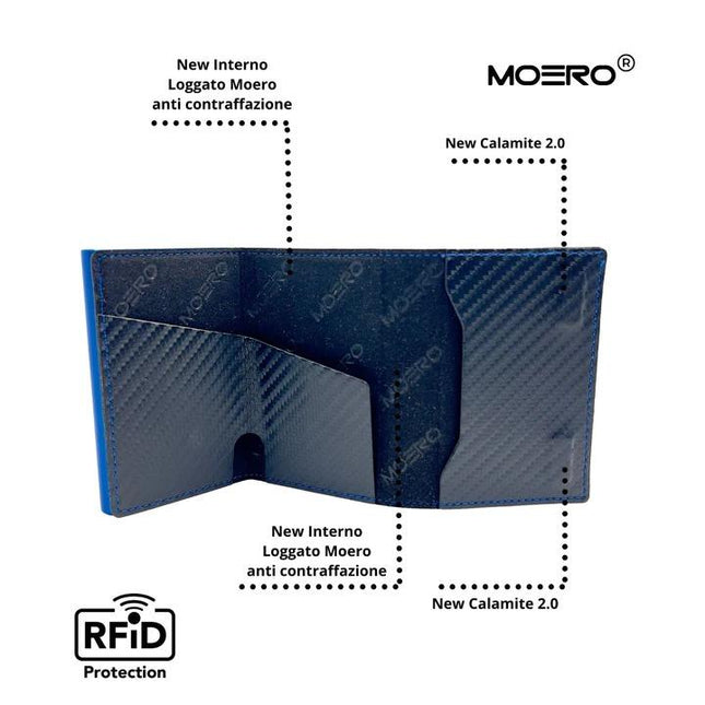 Moero Pro Carbon Racing Blu Zip Portafoglio Slim - MARIO SPATARELLA