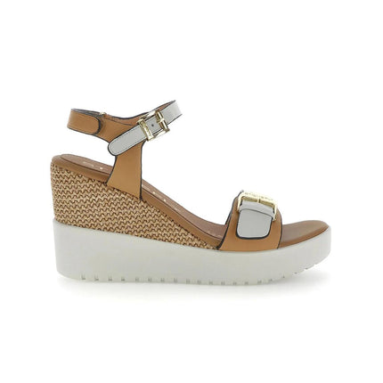 Stonefly Sandali Donna con Zeppa in Pelle Multi Cuoio 222301 ELY WHITE TAN Stonefly 