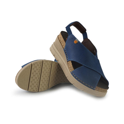 Jungla Sandali Donna con Zeppa in Pelle Blu 8027 OCEAN Jungla 