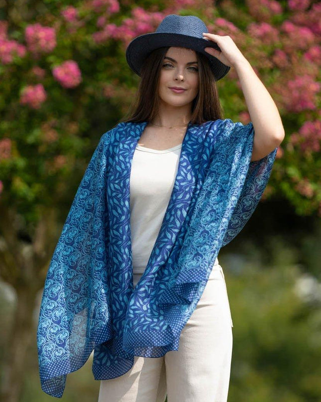 Foulard Pareo in Seta Stampa Blu ASK260C AZUL OSCURO Colores de Otono 