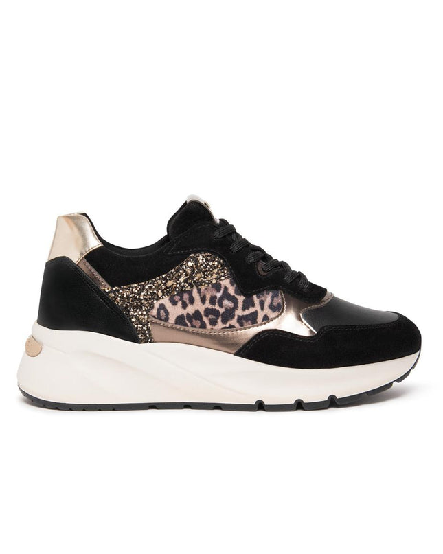 Nero Giardini Sneakers Donna in Camoscio Nero e Animalier Leopardo E512864D NERO 100 Nero Giardini 