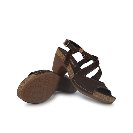 Jungla Sandalo Donna con Tacco in Pelle Nabuk Marrone - MARIO SPATARELLA
