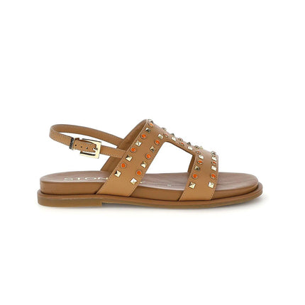 Stonefly Sandalo Donna Basso con Borchie in Pelle Cuoio 223741 GEMMA BROWN Stonefly 
