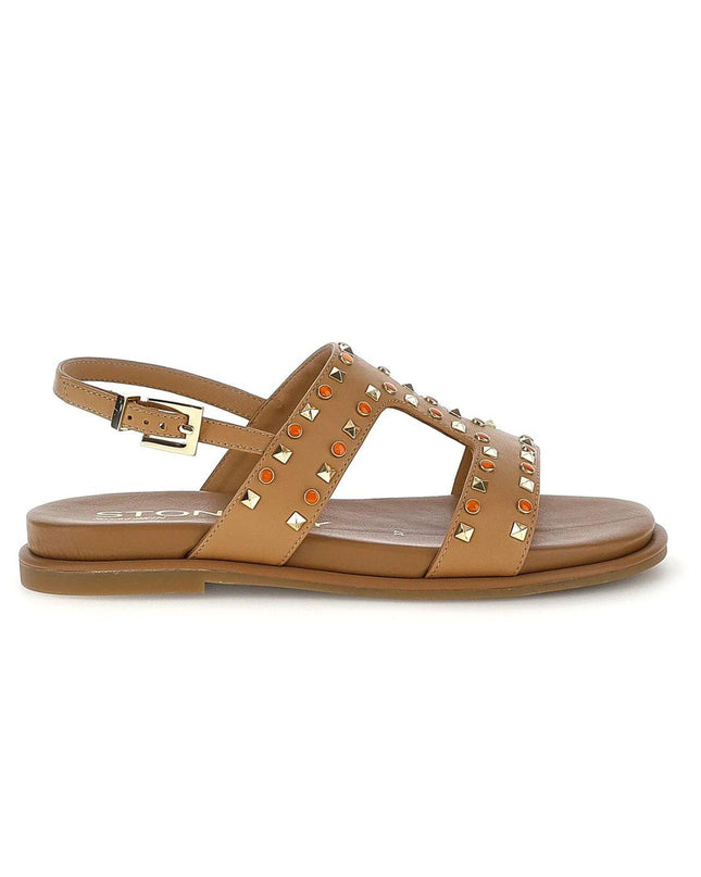 Stonefly Sandalo Donna Basso con Borchie in Pelle Cuoio 223741 GEMMA BROWN Stonefly 