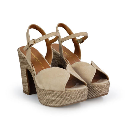 Gianmarco Sorelli Sandalo Donna con Tacco Alto e Plateau in Camoscio Ecru - MARIO SPATARELLA