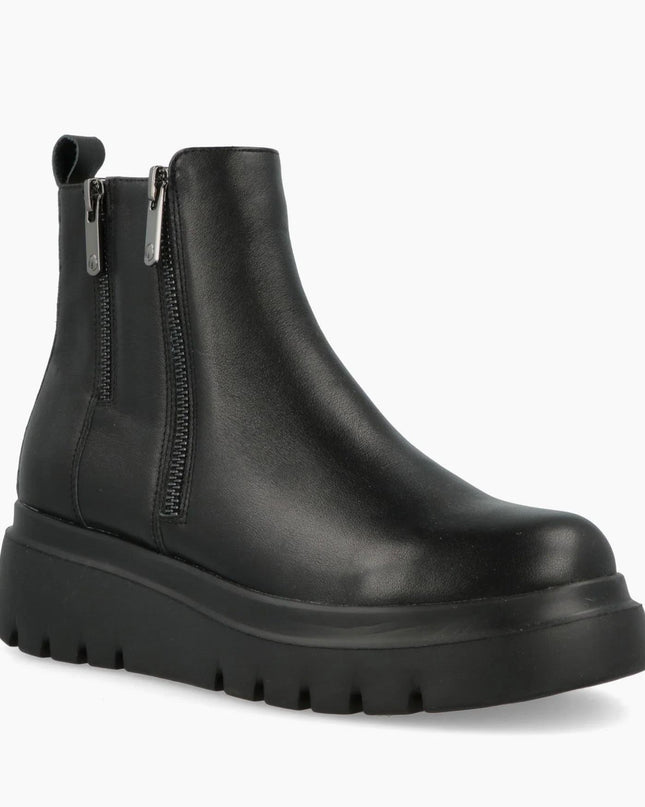 Impronte Stivaletti Donna con Zeppa in Pelle Nero MADDALENA ZIP BLACK Impronte 