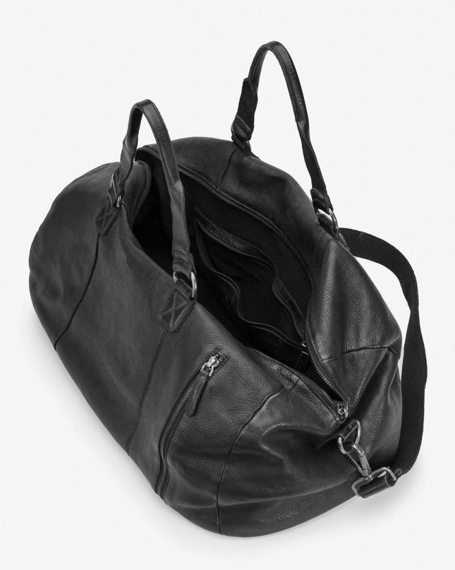 Biba Borsone da Viaggio in Pelle Nero con Tracolla - MARIO SPATARELLA