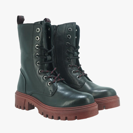 Anfibi Donna in Pelle Nera SEATTLE LACE HI BLACK / BRICK Wrangler 