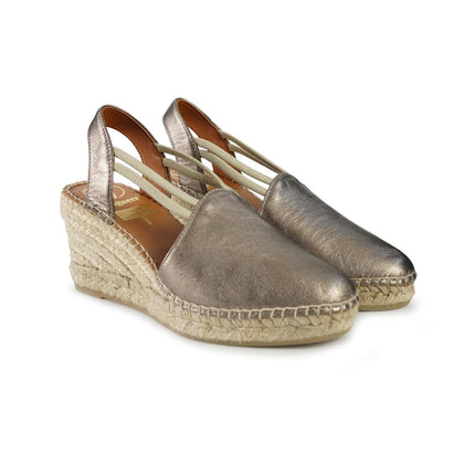 Viguera Espadrillas Alpargatas Donna con Elastici in Pelle Laminata Fumo 1824 LAMINATO Viguera 