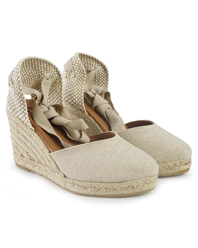 Viguera Espadrillas Alpargatas Donna con Lacci Lunghi in Lino Naturale - MARIO SPATARELLA