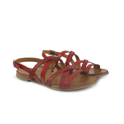 Vueva Sandali Flat Donna in Pelle Rosso WD133R89 RED Vueva 