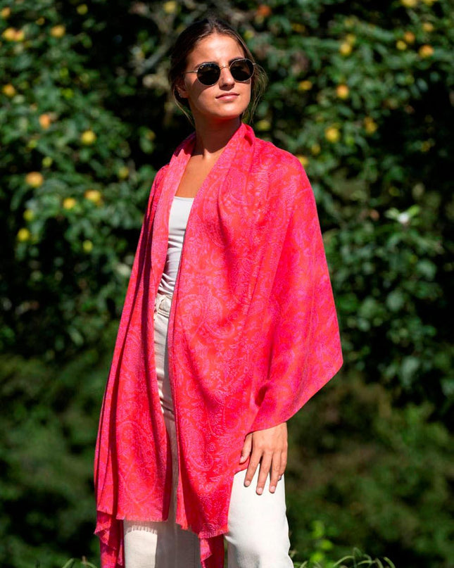 Foulard in Lana Misto Seta Rosso ASW42F ROJO Colores de Otono 