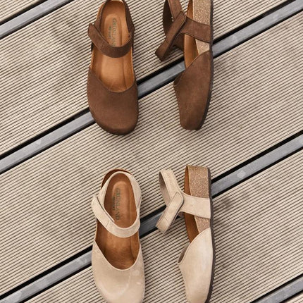 Grunland Sandali Chiusi con Plantare Sughero Bio Donna in Nabuk Marrone SB2412 LEFT MARRONE Grunland 