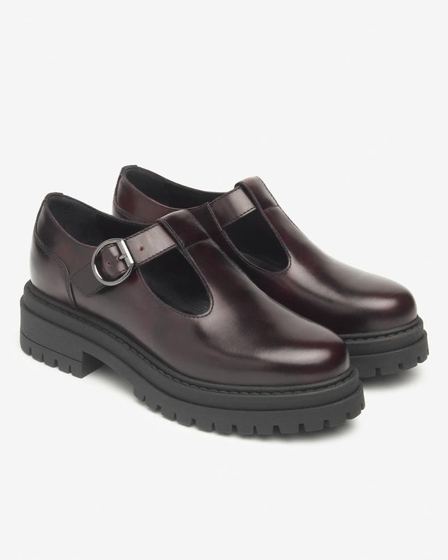 Nero Giardini Pump Chunky in Pelle Bordo - MARIO SPATARELLA