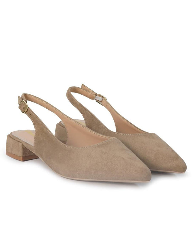 ClaudV Chanel Donna Sling Back Tacco Basso in Camoscio Taupe Beige - MARIO SPATARELLA