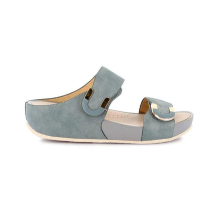 Grunland Sandalo Donna Ciabatta Confort con Velcro in Tessuto Jeans - MARIO SPATARELLA
