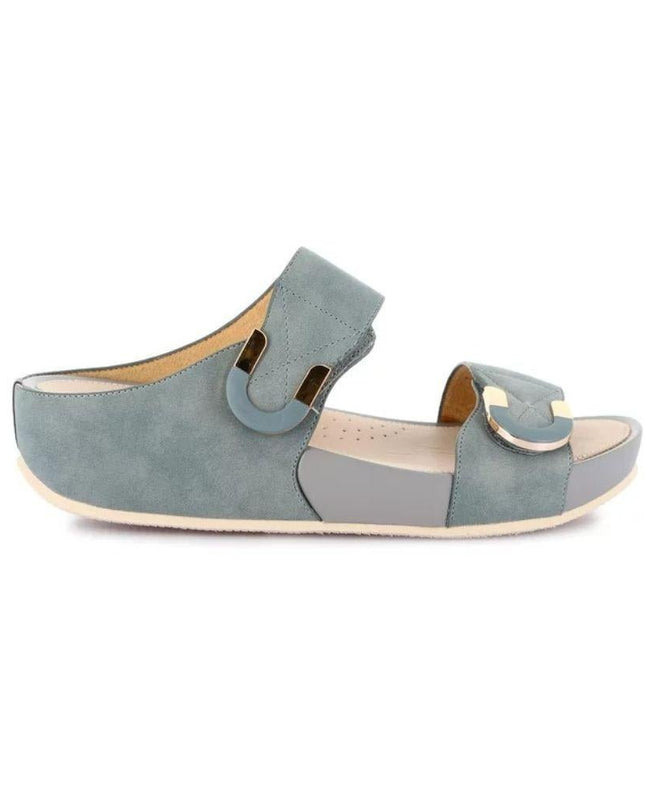 Grunland Sandalo Donna Ciabatta Confort con Velcro in Tessuto Jeans - MARIO SPATARELLA