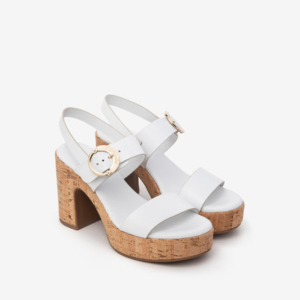 Sandali Donna Bianco Plateau Sughero E410391D BIANCO 707 Nero Giardini 