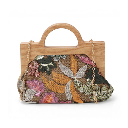 Exe Borsa Clutch Pochette Donna a Mano e Tracolla in Tessuto Flower Multicolor - MARIO SPATARELLA