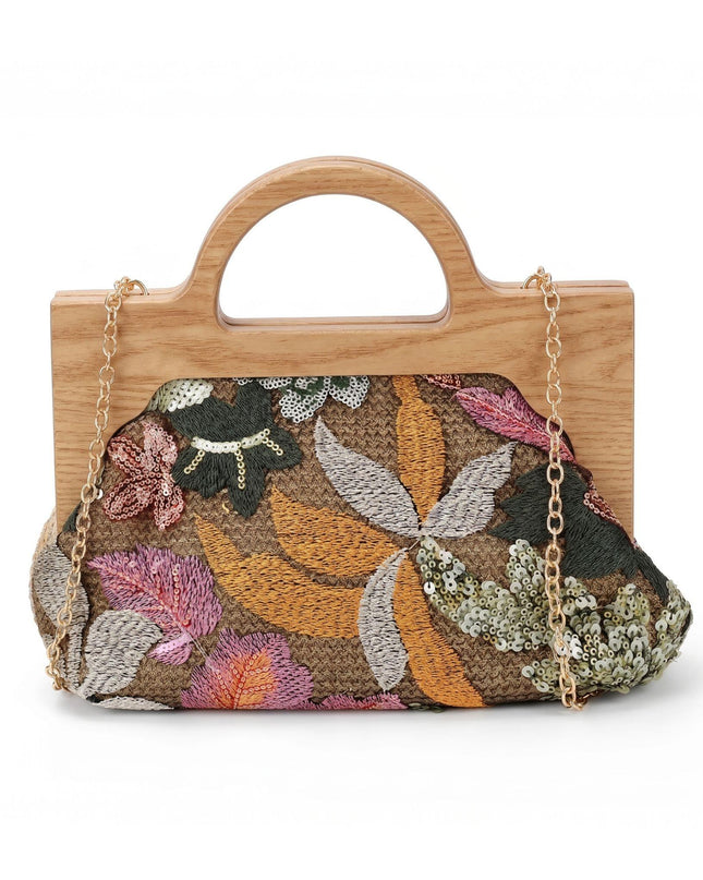 Exe Borsa Clutch Pochette Donna a Mano e Tracolla in Tessuto Flower Multicolor - MARIO SPATARELLA