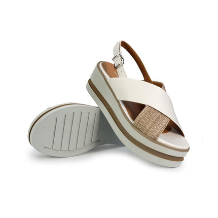 Gianmarco Sorelli Sandalo Donna Platform con Zeppa in Pelle Bianca Noce - MARIO SPATARELLA