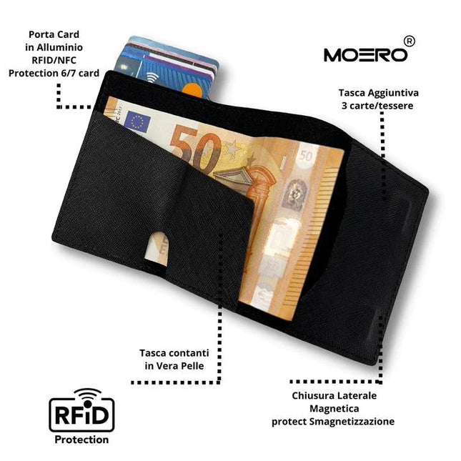 Moero Pro Saffiano Black Zip Portafoglio Slim - MARIO SPATARELLA