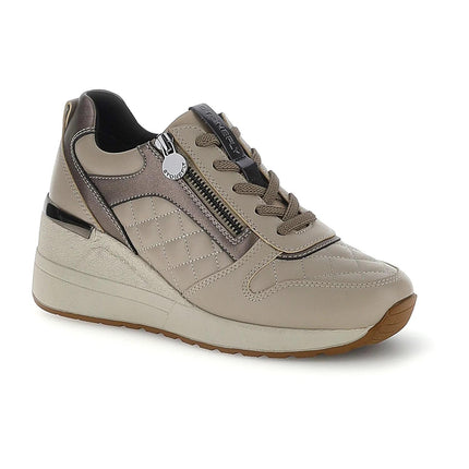 Stonefly Sneakers con Zeppa Lacci e Zip in Pelle Taupe 223107 MINA TAUPE GRAY Stonefly 