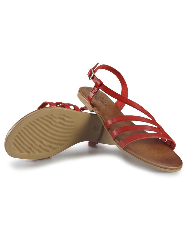 Sandali Bassi Flat Donna Infradito in Pelle Rosso 2764 RED Clanto 
