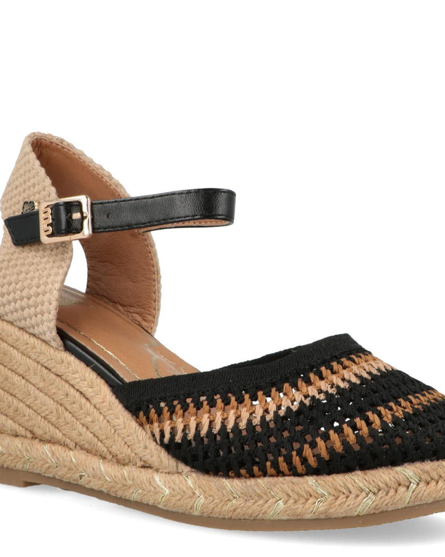 O-Joo Espadrillas Donna con Zeppa in Tessuto Nero Multi GERI CROCHET BLACK O-JOO 