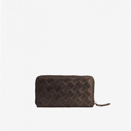 Biba Portafogli Donna in Pelle Intrecciata Marrone con Zip - MARIO SPATARELLA