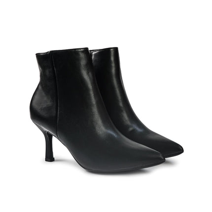 Stivaletti Donna a Punta Tacco a Spillo in Pelle Nero YA08-06A BLACK ClaudV 