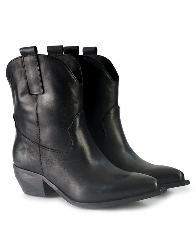 Stivaletto Texano in Pelle Nera ELENA23 TEX BLACK Spatarella 