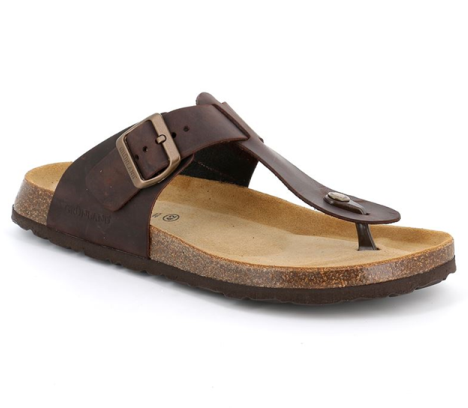 Sandali Uomo Infradito con Plantare Anatomico in Pelle CC2636 BIO BOBO MOGANO Grunland 
